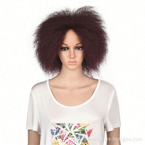 MYZYR own brand, Africacheap heat-resistant synthetic wig, fluffy short straight hair black yellow #99j color (yellow)